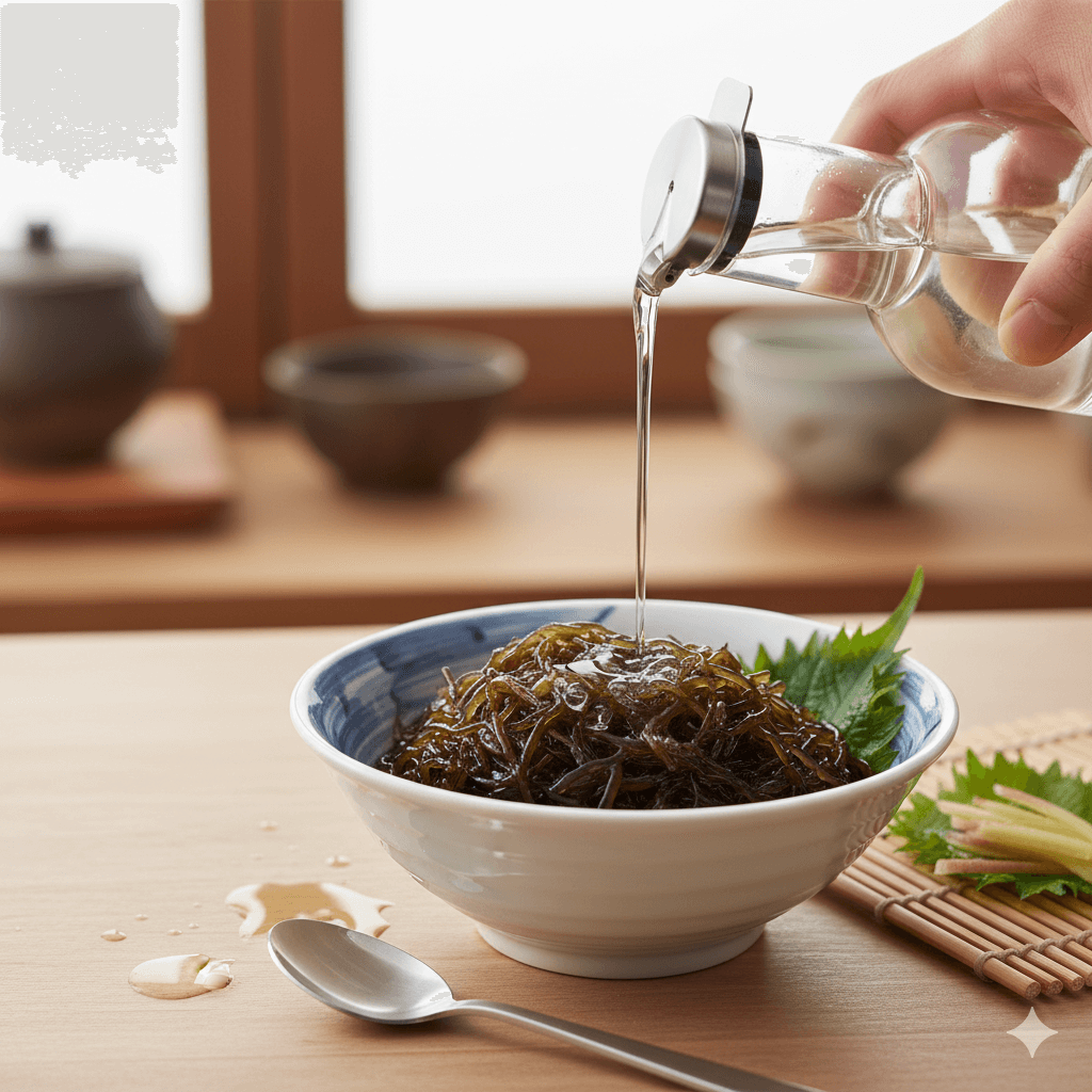 Mozuku seaweed in vinegar